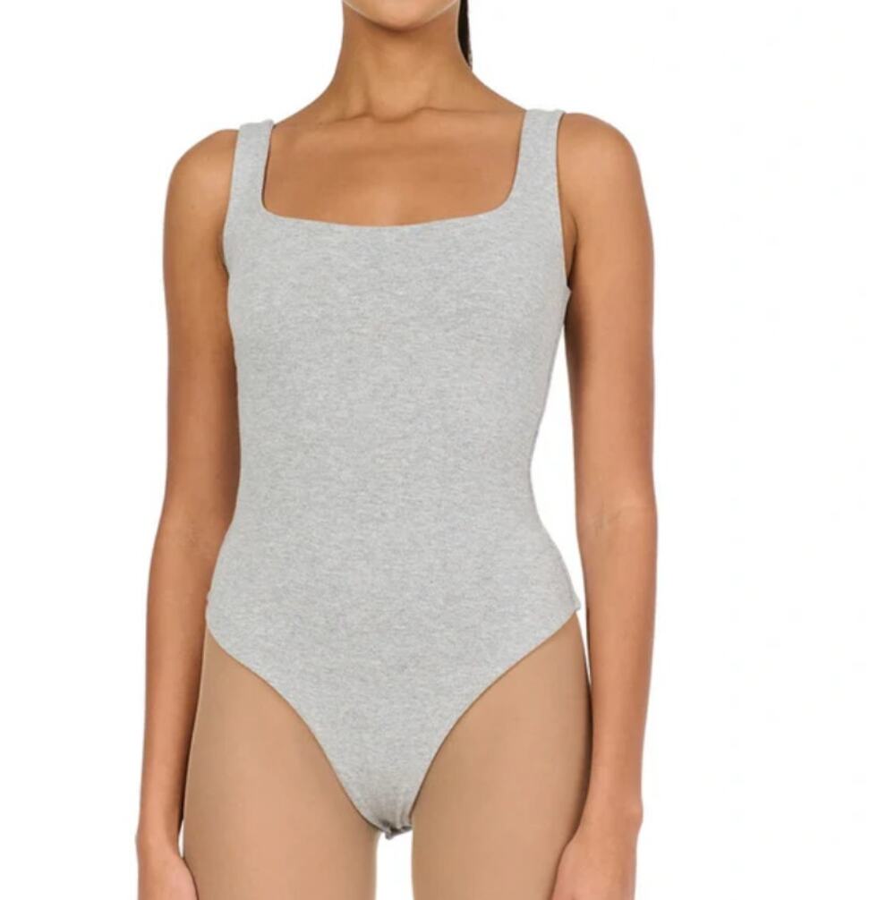 New NAKED WARDROBE Women's Heather Gray NW Sculpt Tank Scoop Bodysuit Size L